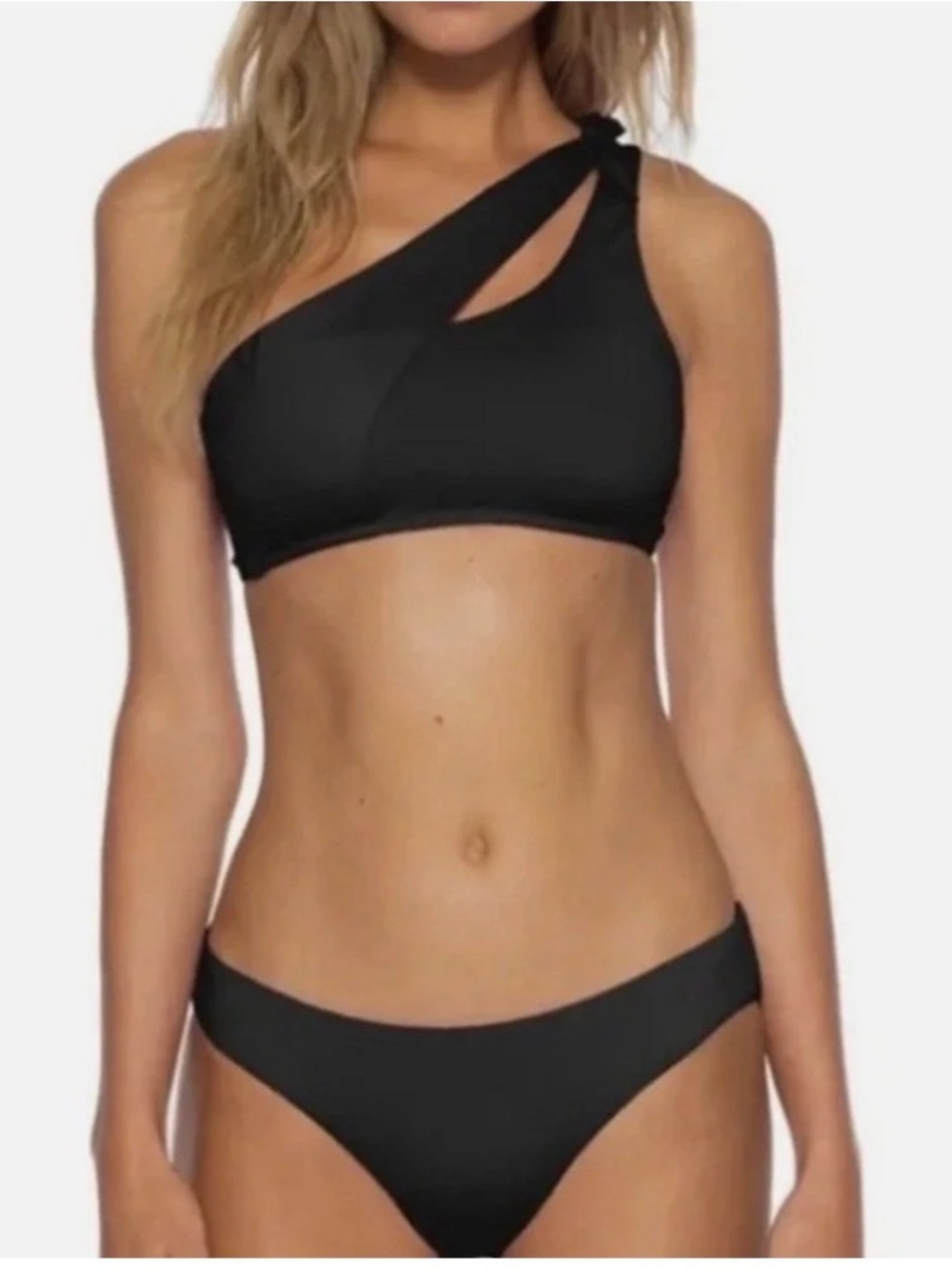 BECCA Black One-Shoulder Cutout Bikini